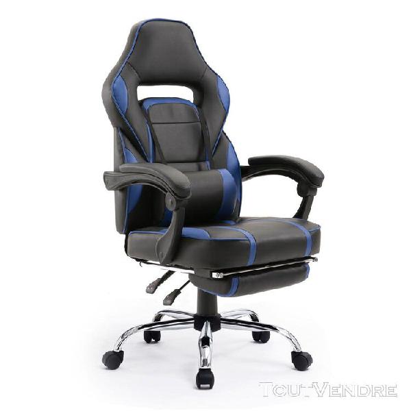 Fauteuil de bureau gamer noir et bleu link