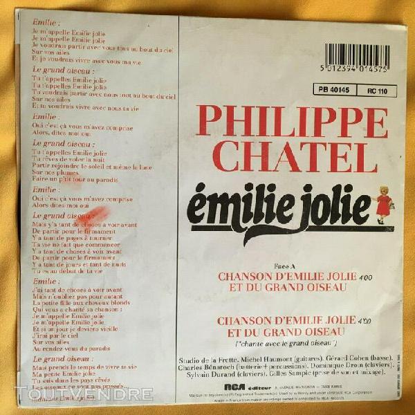 vinyle - 45 tours - emilie jolie - philippe chatel - rga