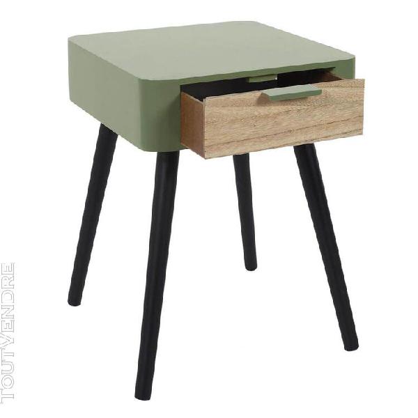 Caril - chevet scandinave 1 tiroir vert et bois