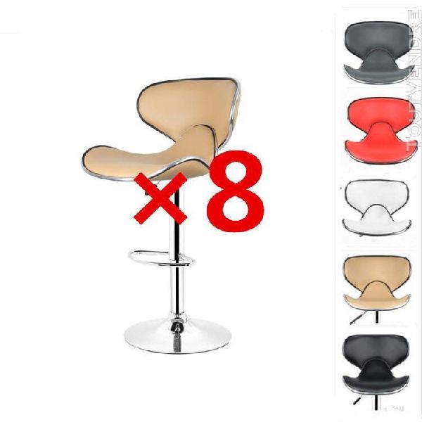 lot de 8 tabouret chaise moderne rotatif À 360 marron