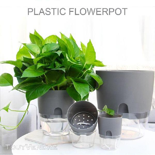 pot de fleurs en plastique transparent, arrosage automatique