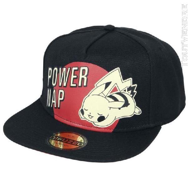 Casquette baseball noir blanc rouge imprime pokemon pikachu