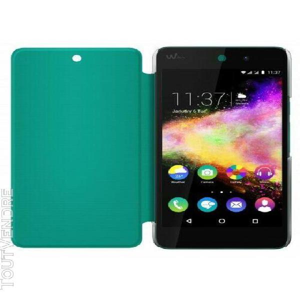 wiko folio back cover pour rainbow up turquoise