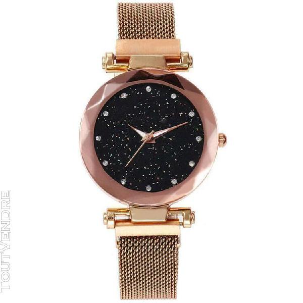 montre femme bracelet métal magnétique couleur doré