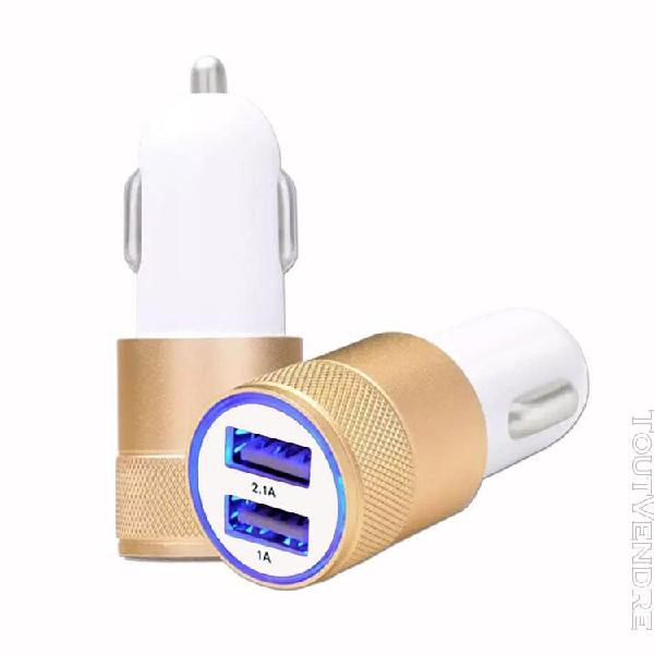 Chargeur allume-cigare usb or gold de voiture double ports u