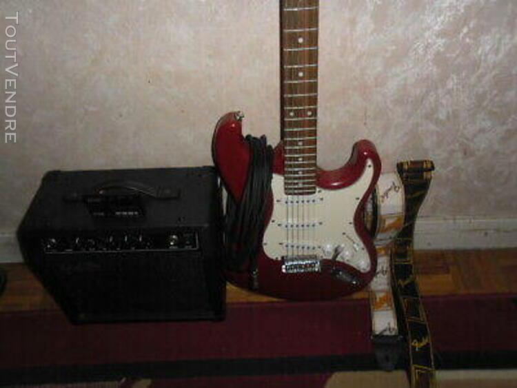 Guitare electrique + amplificateur + diaposon + sangles en t