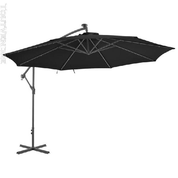 Vidaxl parasol déporté avec lumières led noir 350 cm