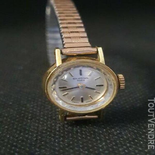 Montre ancienne mecanique pour femme en plaque or bracelet