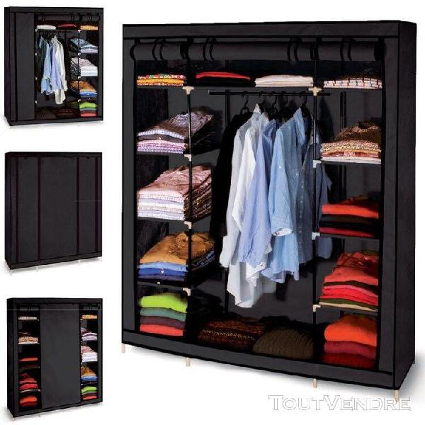 Armoire de rangement noire dressing penderie xxl tissu