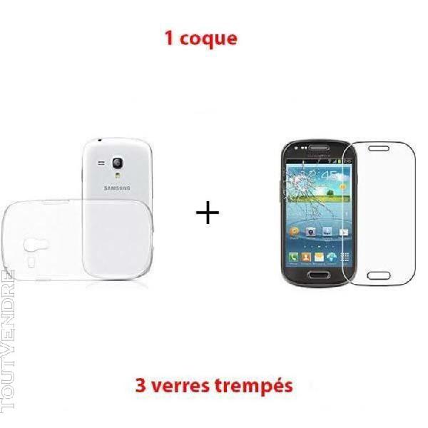 pour samsung s3 mini - coque incassable + lot x3 film verre