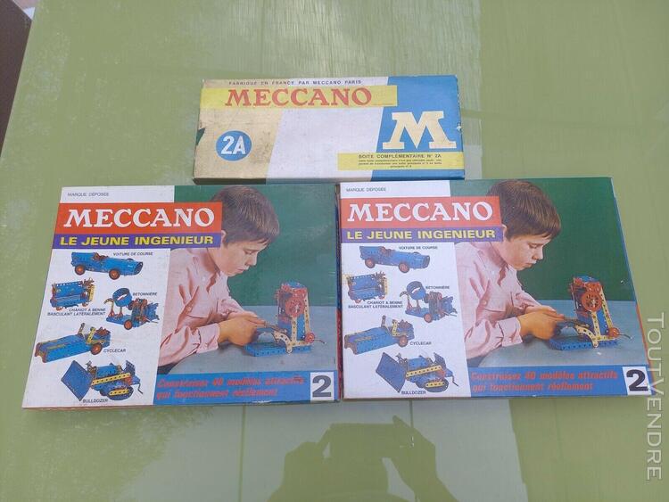 vintage ancien lot de 3 boites de meccano n°2 et 2a