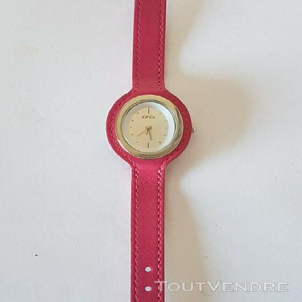 Montre dame quartz opex cyclade bracelet cuir fuschia neuve