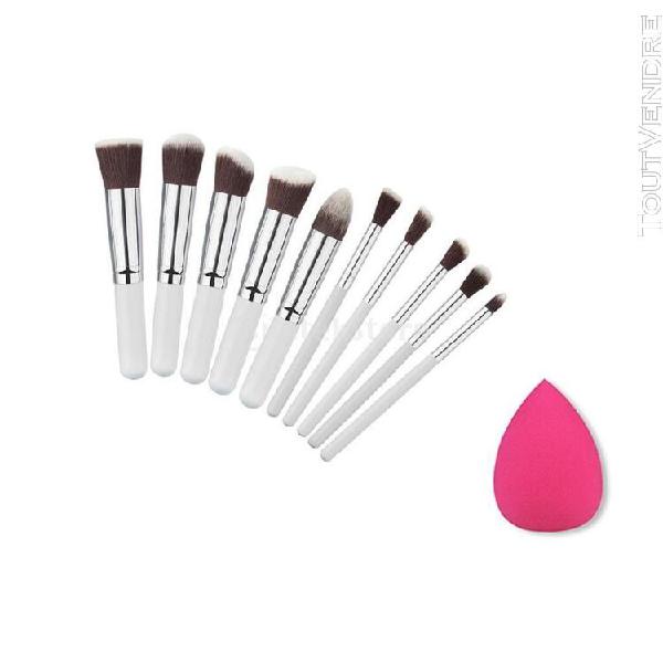 Baosity 10pcs bois pinceaux de maquillage set fondation pinc