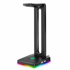 Havit support casque, rgb porte casque avec hub usb 2 ports