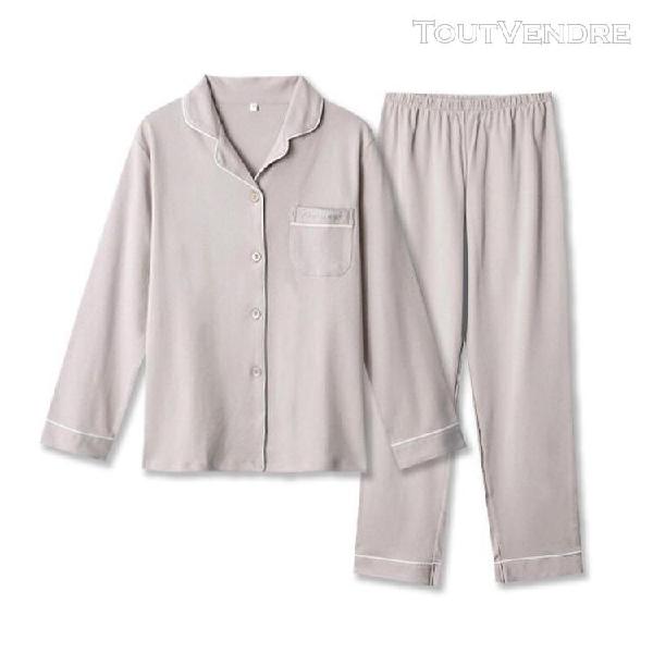 Pyjama femme ensemble de vêtements nuit en coton manches