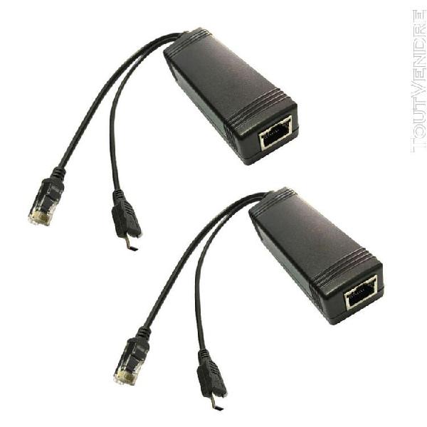 2pcs adaptateurs actifs de poe, cc 48v de diviseur de puissa