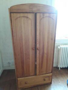 2 meubles chambre enfants en pin massif armoire et