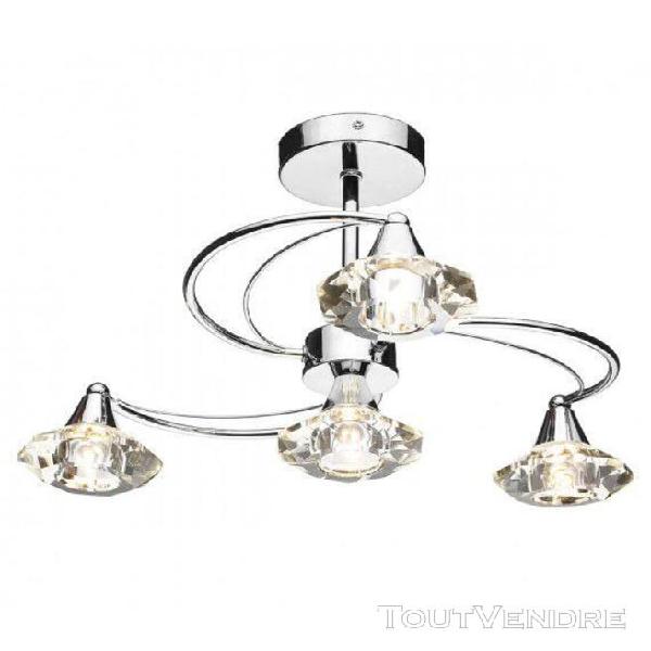 plafonnier luther chrome poli et cristal 4 ampoules