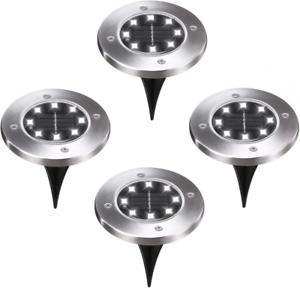 lot de 4 lampes solaires jardin à 8 led en acier inoxydable