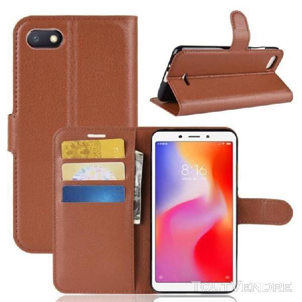 Housse protection pour xiaomi redmi 6a smartphone, pu cuir p