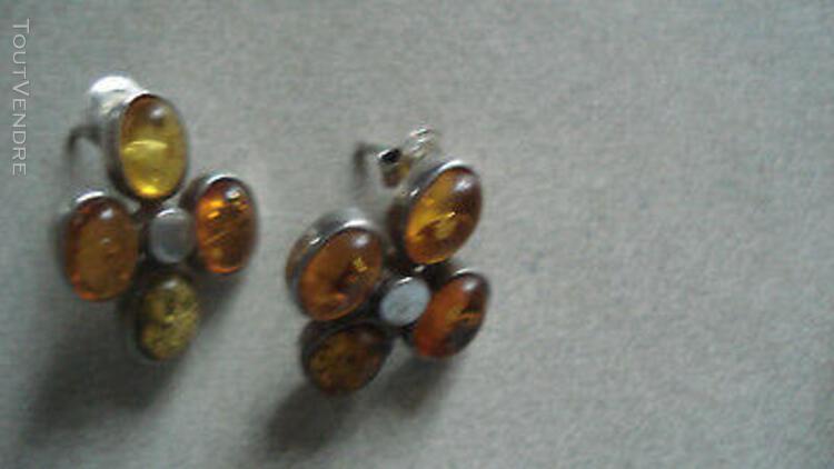 lot: collier boucles d´oreille ambre argent+collier