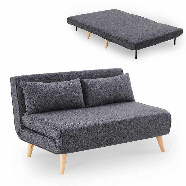 banquette convertible 2 places en tissu gris tonka