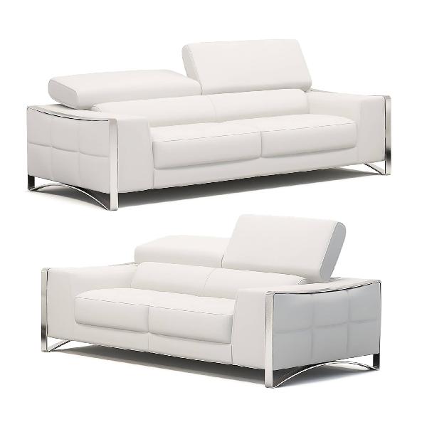 Ensemble canapé cuir 3+2 places blanc sheyla