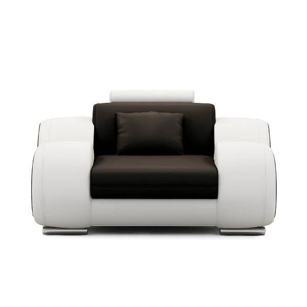 Fauteuil cuir relax design noir et blanc oslo