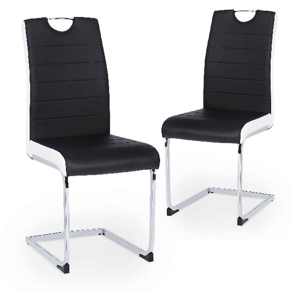 Lot de 2 chaises design noir et blanc bea