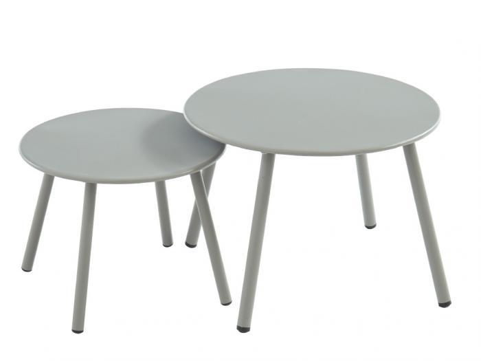 tables gigognes jardin mirmande métal diamètre 60cm - gris