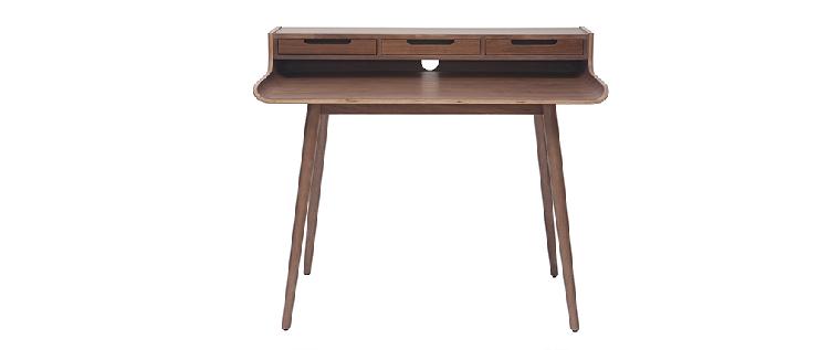 Bureau vintage noyer 3 tiroirs l110 cm opus - miliboo