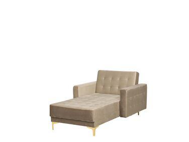 Chaise longue en velours beige clair aberdeen