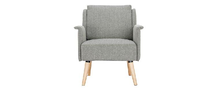 fauteuil scandinave gris clair et bois aeola - miliboo