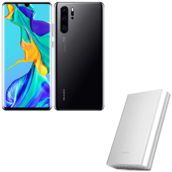 Huawei - p30 pro - 128 go - noir + powerbank ap007 - argent