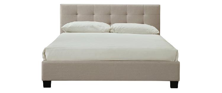 lit 160x200 lin beige capitonné marquise - miliboo