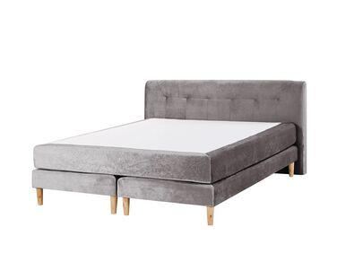 lit boxspring en velours gris 160 x 200 cm marquise