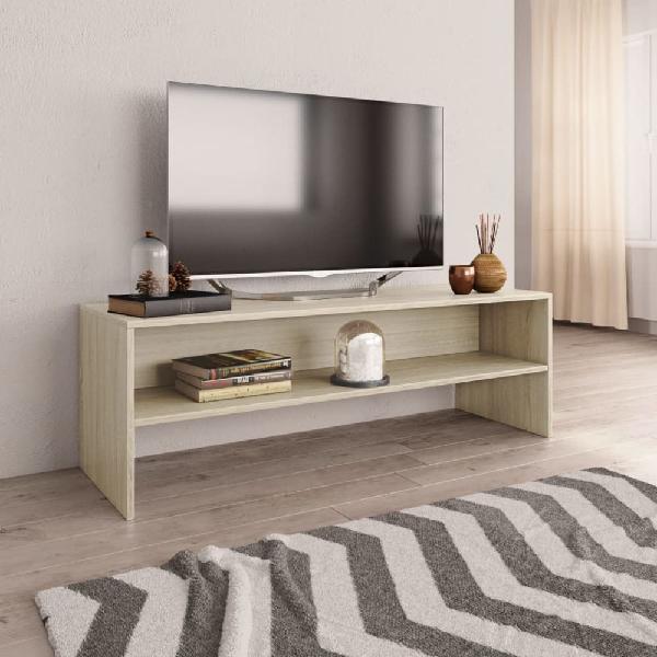 vidaxl - vidaxl meuble tv blanc et chêne sonoma 120 x 40 x