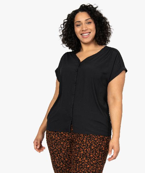 blouse femme fluide coupe loose noir