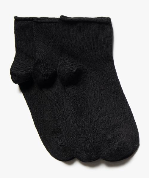 Chaussettes femme unies tige courte (lot de 3 paires) noir