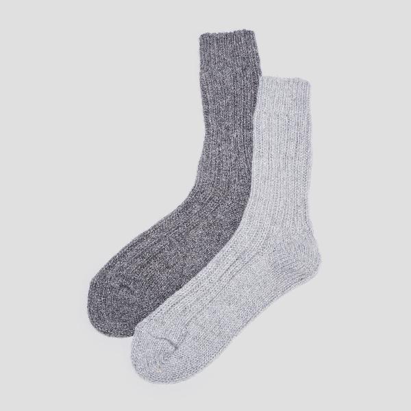 chaussettes tricotées gris clair femme