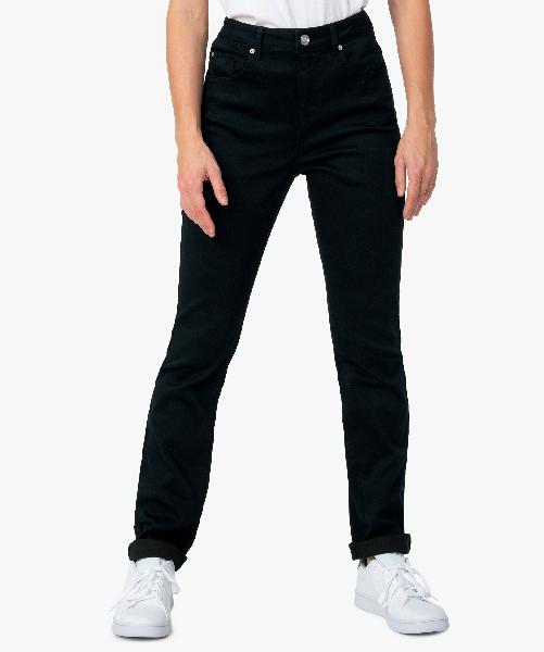 pantalon femme coupe regular en stretch noir