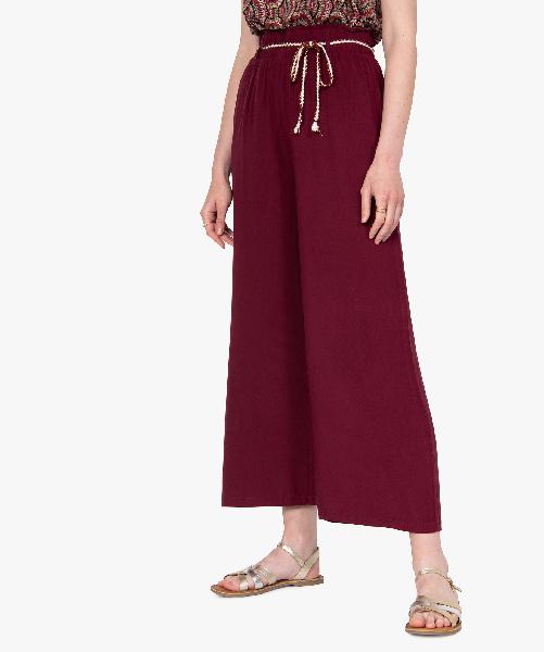 pantalon femme large et fluide rouge fonce