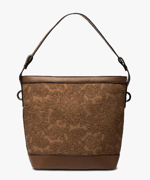 sac femme forme seau motif fleuri taupe