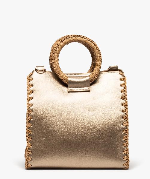 Sac à main femme bimatière à anses rondes beige