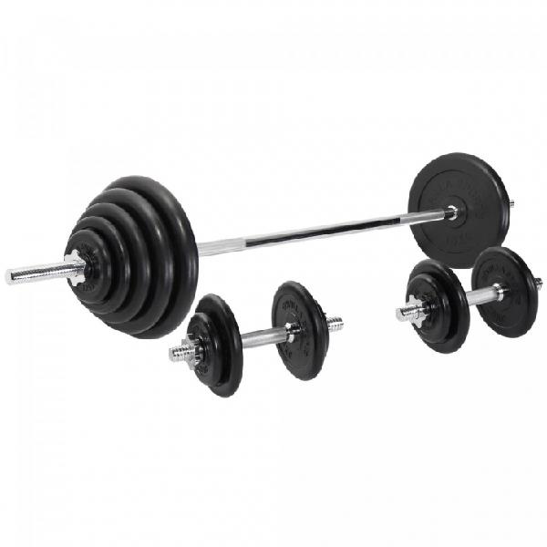 Set d´haltères de 97,5 kg (avec disques fonte à