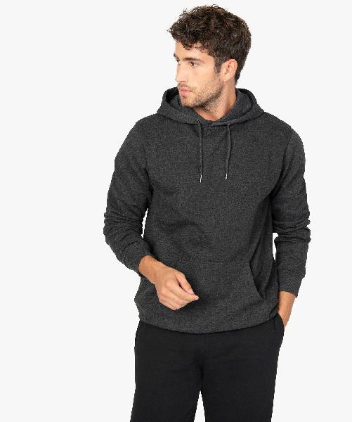 sweat homme à capuche avec poche kangourou gris fonce