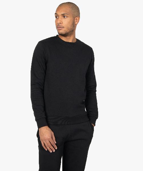 Sweat homme molletonné contenant du coton bio noir