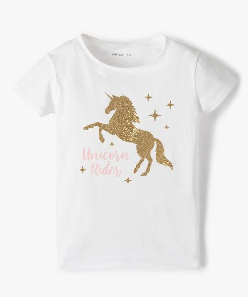 Tee-shirt fille avec motif pailleté sur l’avant blanc