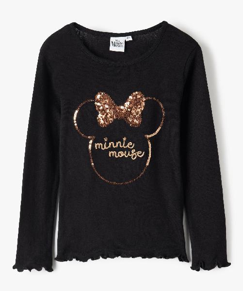 tee-shirt fille avec motifs minnie en sequins - disney noir