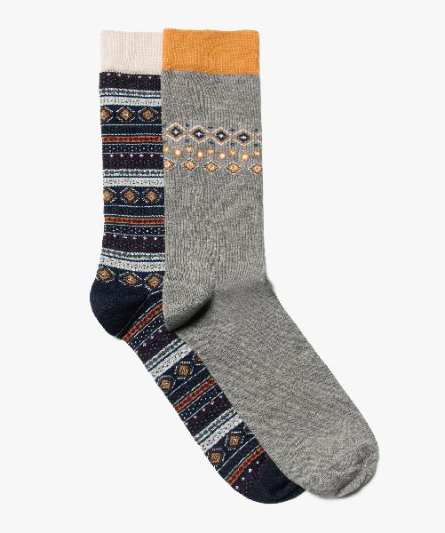 chaussettes homme à motif jacquard (lot de 2) multicolore